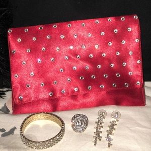 Bag with diamonds, earrings, ring size 5, bracelet
